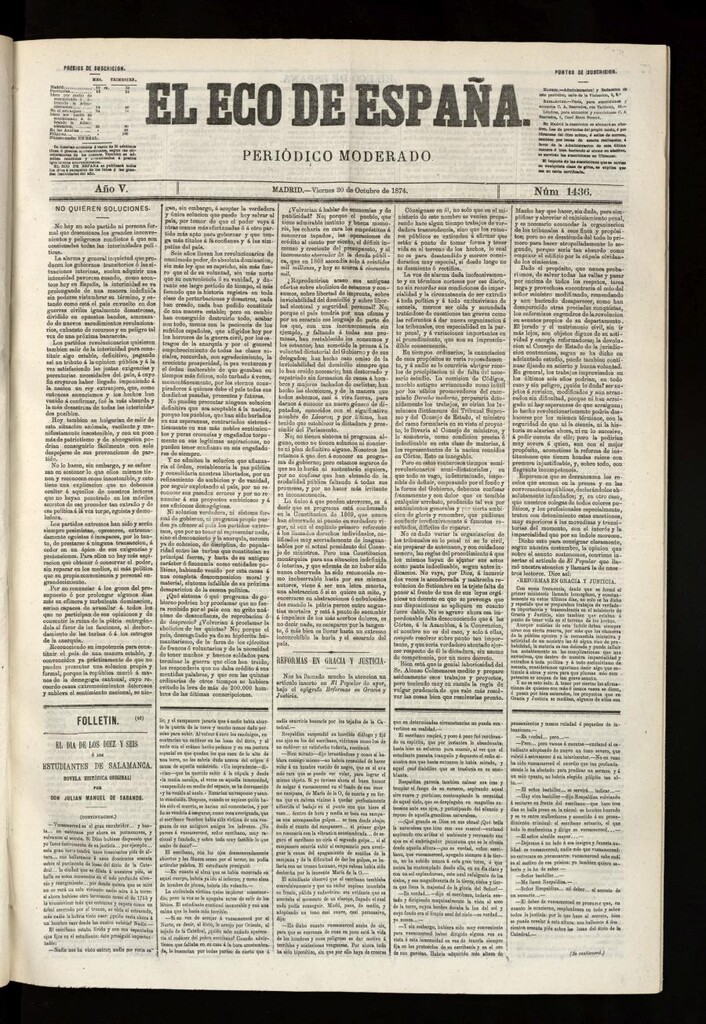 Miniatura de El Eco de España del 30 de octubre de 1874