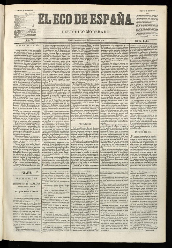 Miniatura de El Eco de España del 8 de noviembre de 1874