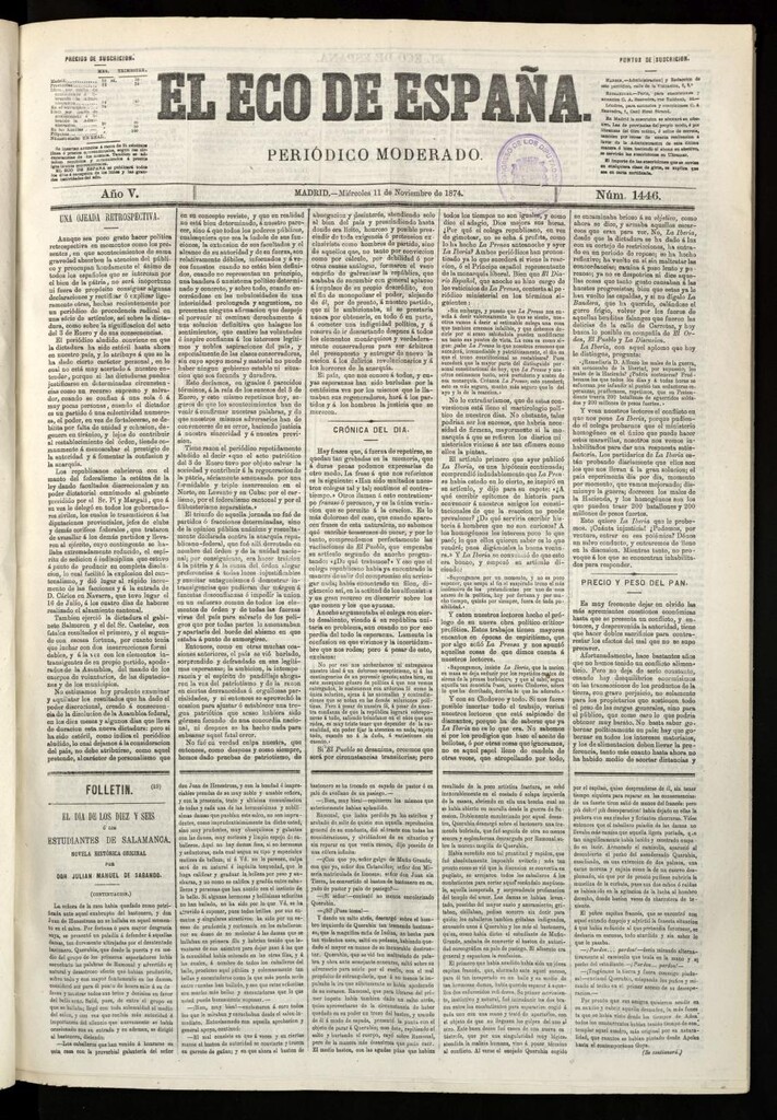 Miniatura de El Eco de España del 11 de noviembre de 1874