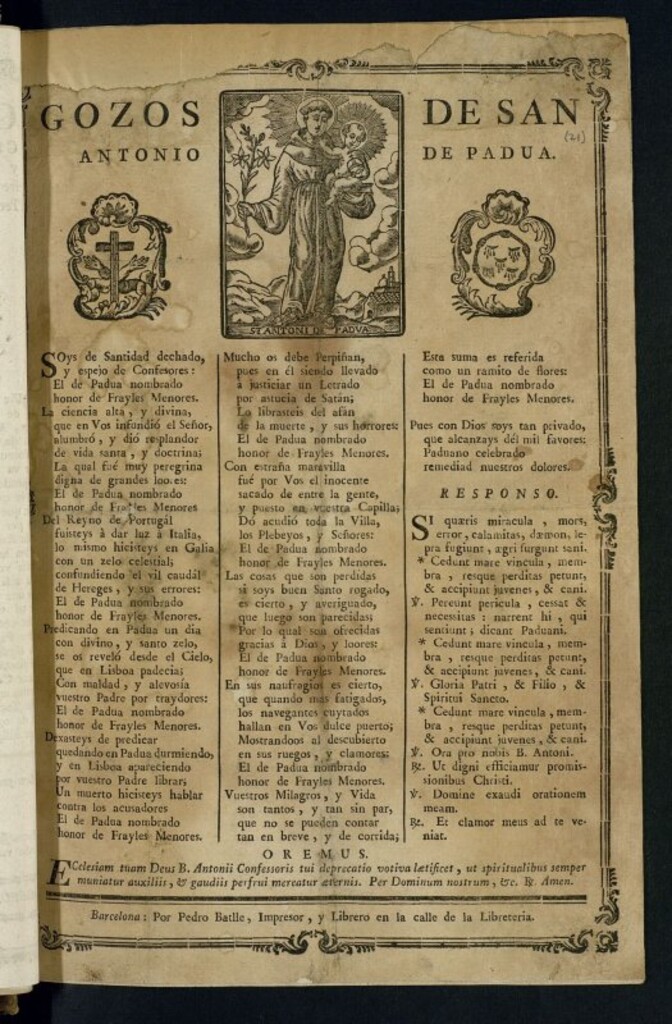 Miniatura de Gozos de san Antonio de Padua