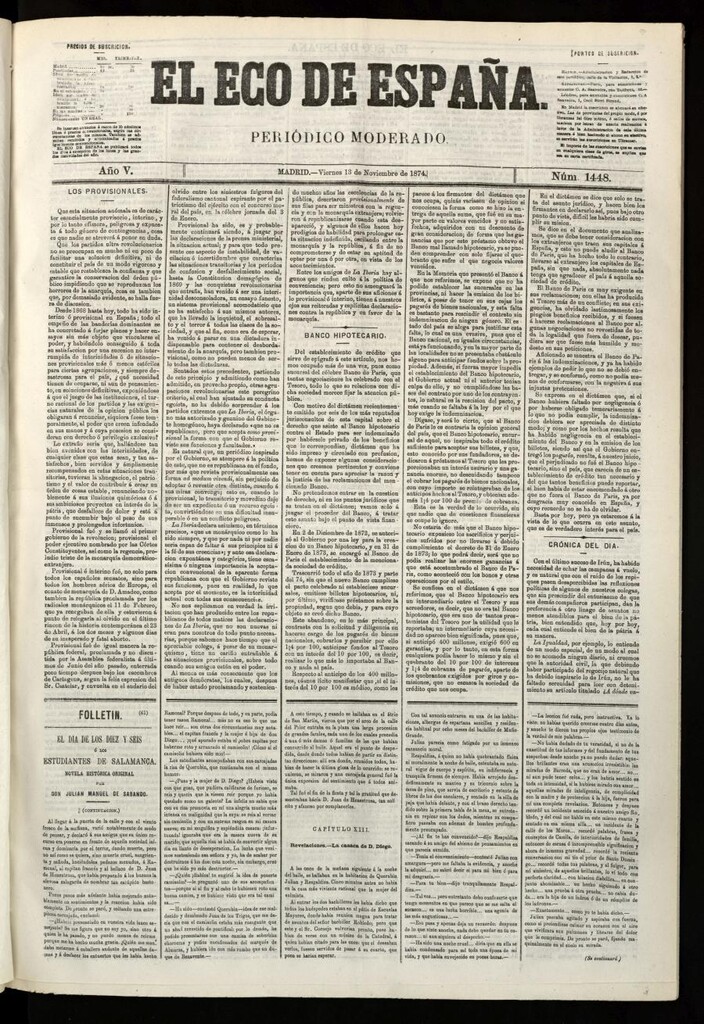 Miniatura de El Eco de España del 13 de noviembre de 1874