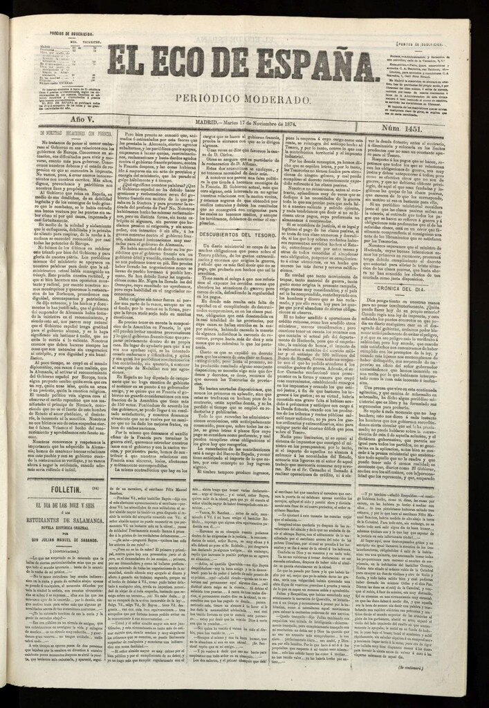 Miniatura de El Eco de España del 17 de noviembre de 1874