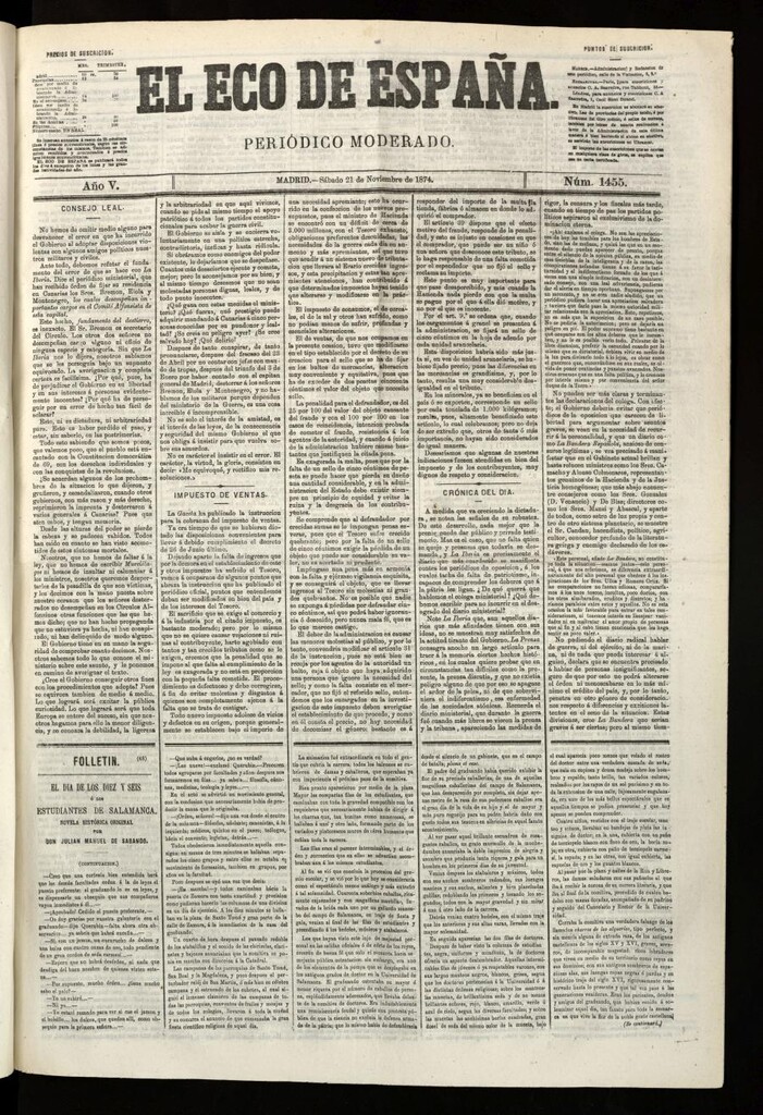 Miniatura de El Eco de España del 21 de noviembre de 1874