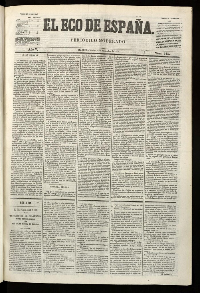 Miniatura de El Eco de España del 24 de noviembre de 1874