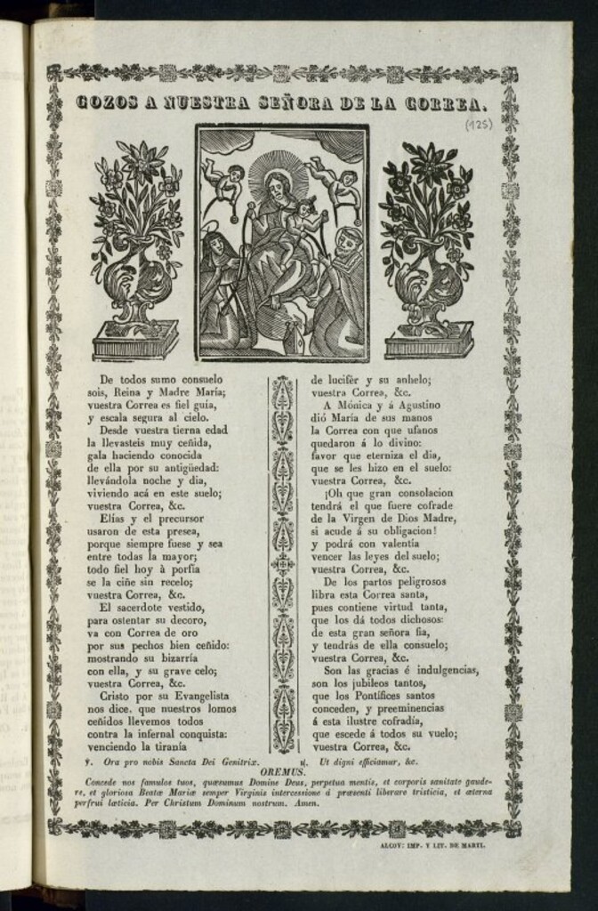 Miniatura de Gozos a Nuestra Señora de la Correa