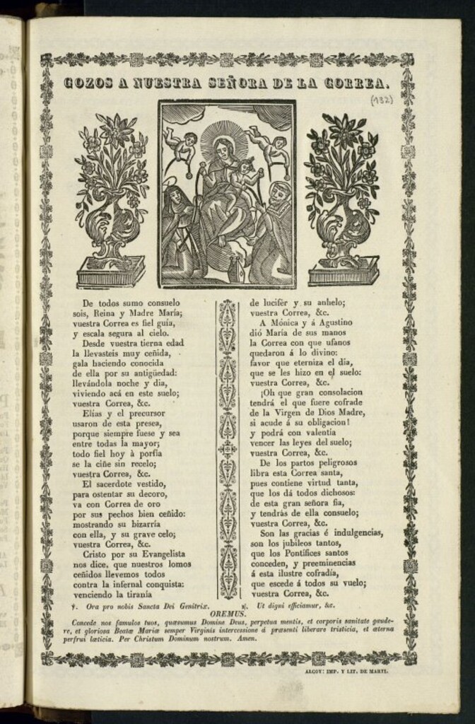 Miniatura de Gozos a Nuestra Señora de la Correa