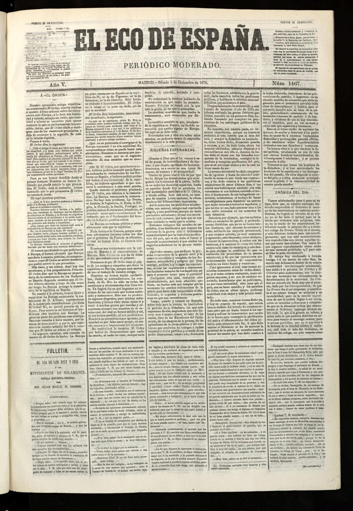Miniatura de El Eco de España del 5 de diciembre de 1874