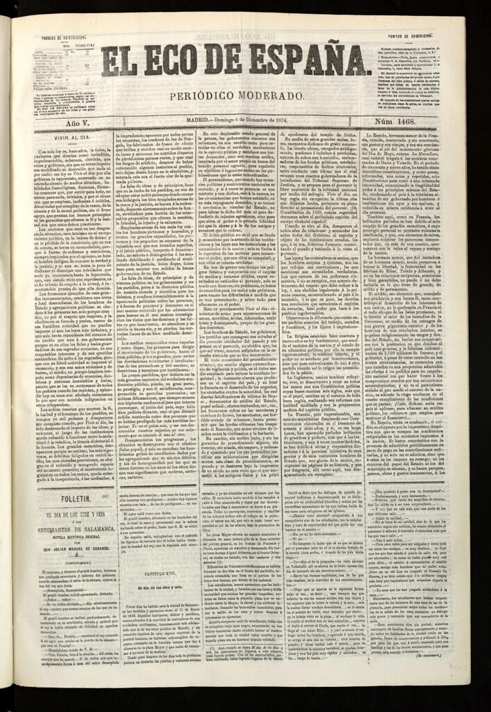 Miniatura de El Eco de España del 6 de diciembre de 1874