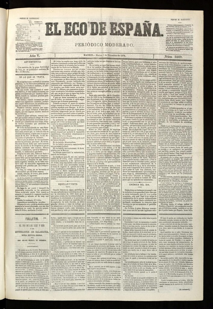 Miniatura de El Eco de España del 8 de diciembre de 1874