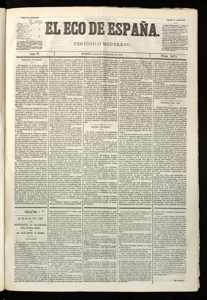 Miniatura de El Eco de España del 10 de diciembre de 1874