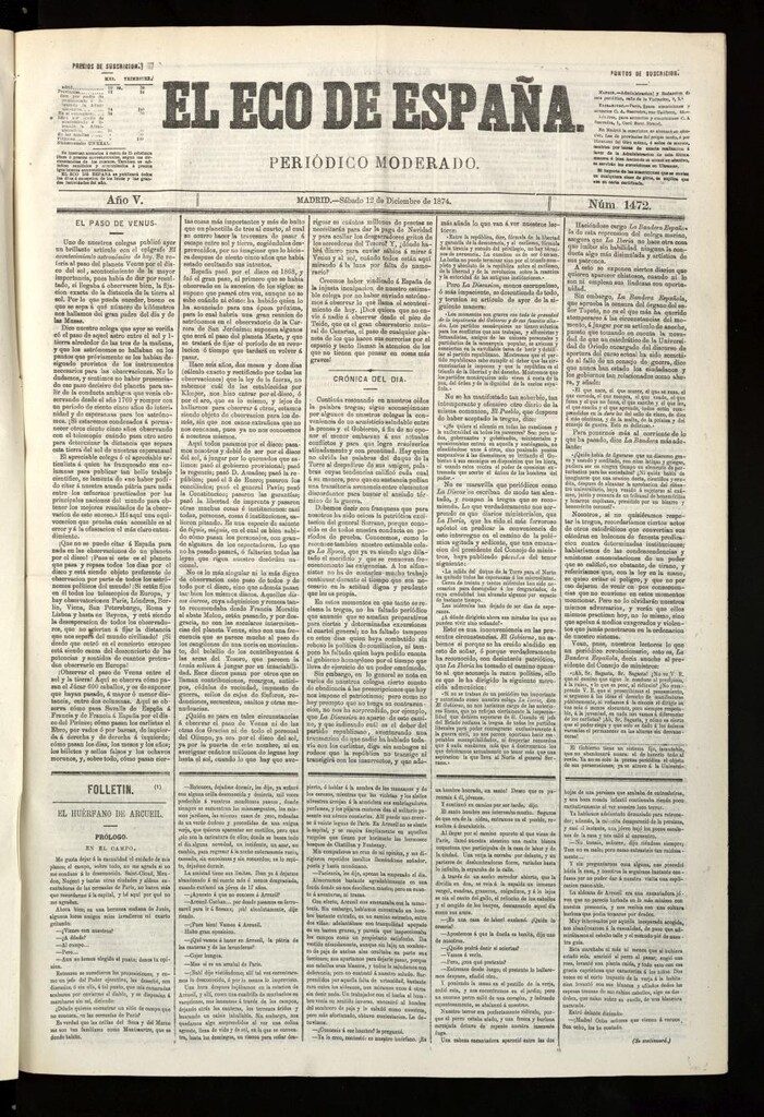 Miniatura de El Eco de España del 12 de diciembre de 1874