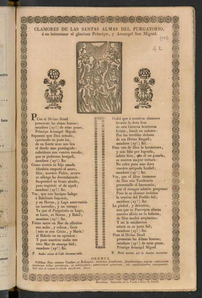 Miniatura de Clamores de las Santas Almas del Purgatorio, á su intercesor el glorioso Principe y Arcangel San Miguel