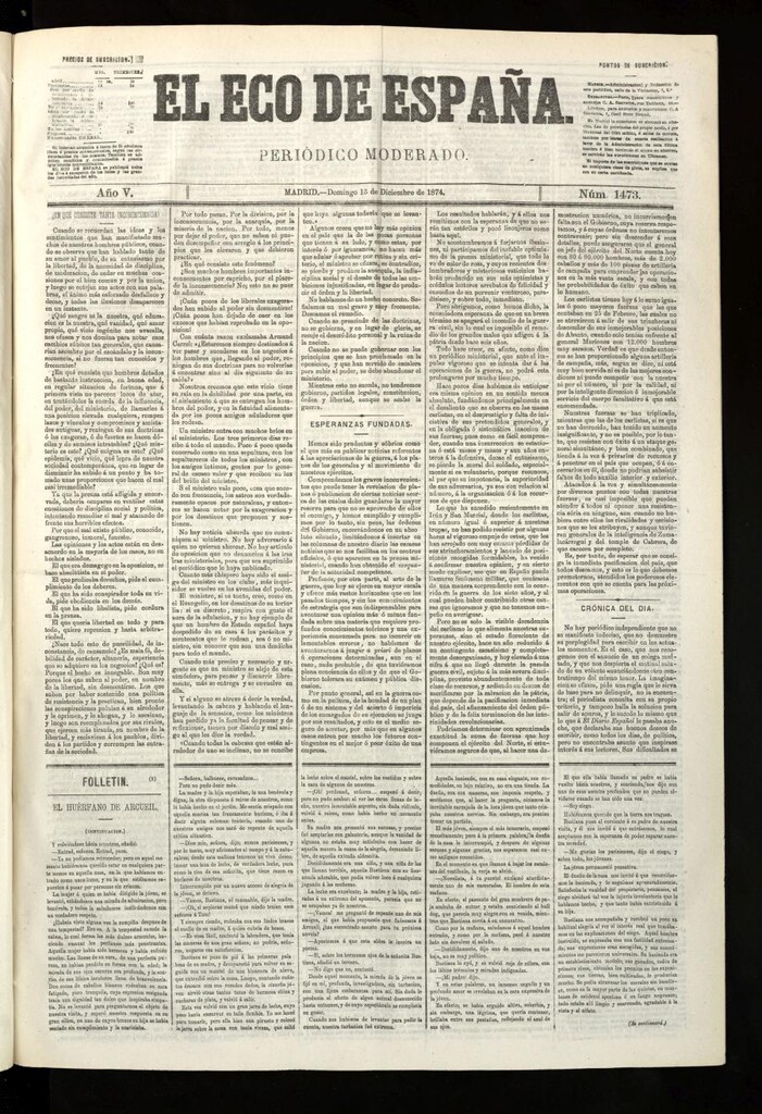 Miniatura de El Eco de España del 13 de diciembre de 1874