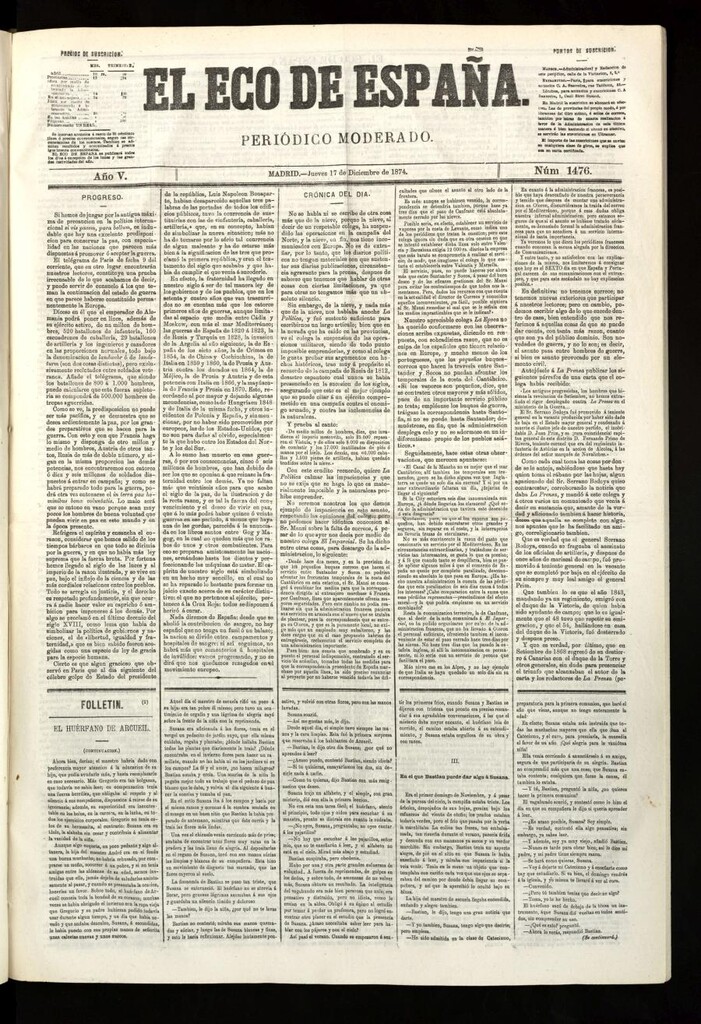 Miniatura de El Eco de España del 17 de diciembre de 1874