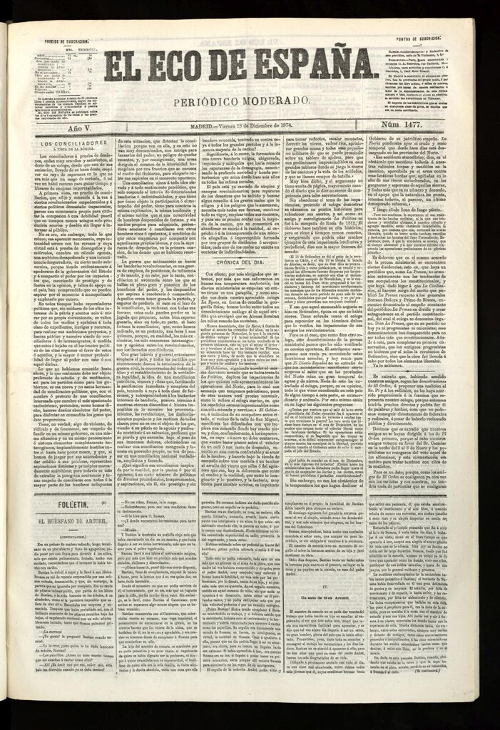 Miniatura de El Eco de España del 18 de diciembre de 1874
