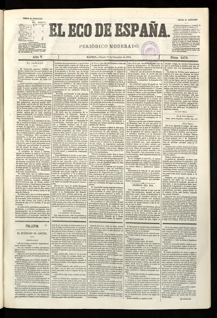 Miniatura de El Eco de España del 19 de diciembre de 1874