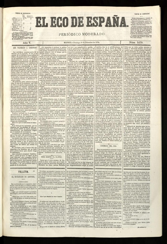 Miniatura de El Eco de España del 20 de diciembre de 1874
