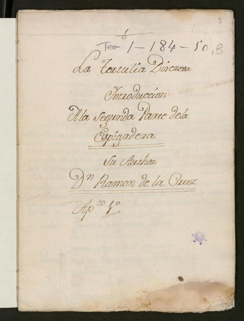 Miniatura de La tertulia discreta: Yntroducción A la Segunda Parte de la Espigadera