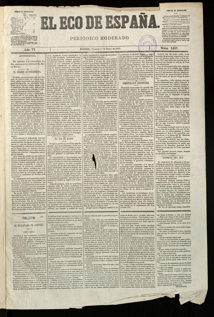 Miniatura de El Eco de España del 1 de enero de 1875