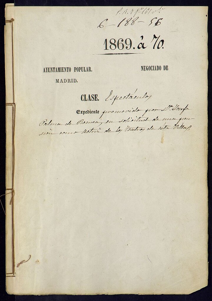 Miniatura de Expediente promovido por doña Josefa de Palma de Romea, en solicitud de una pensión como actriz de los teatros de esta villa