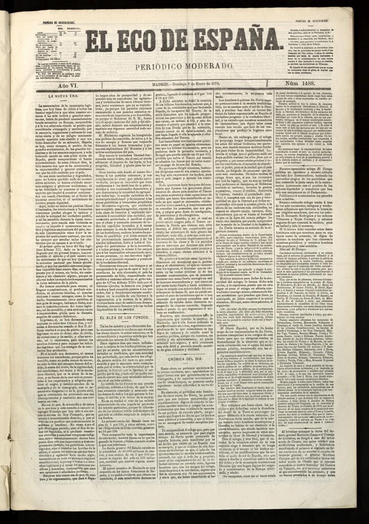 Miniatura de El Eco de España del 3 de enero de 1875