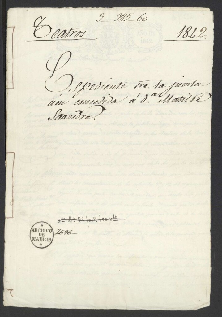 Miniatura de Expediente sobre la jubilación concedida a doña Matilde Saavedra.