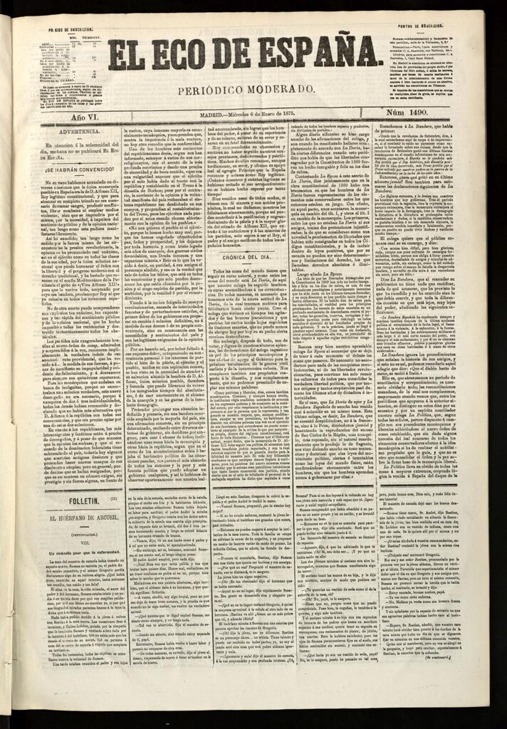 Miniatura de El Eco de España del 6 de enero de 1875