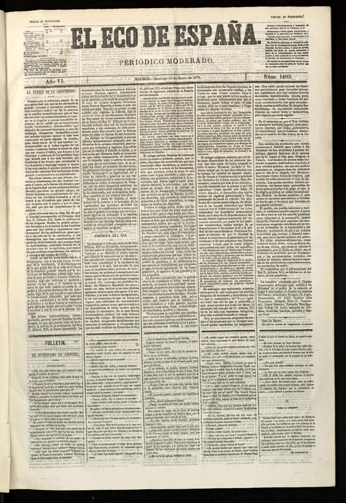 Miniatura de El Eco de España del 10 de enero de 1875
