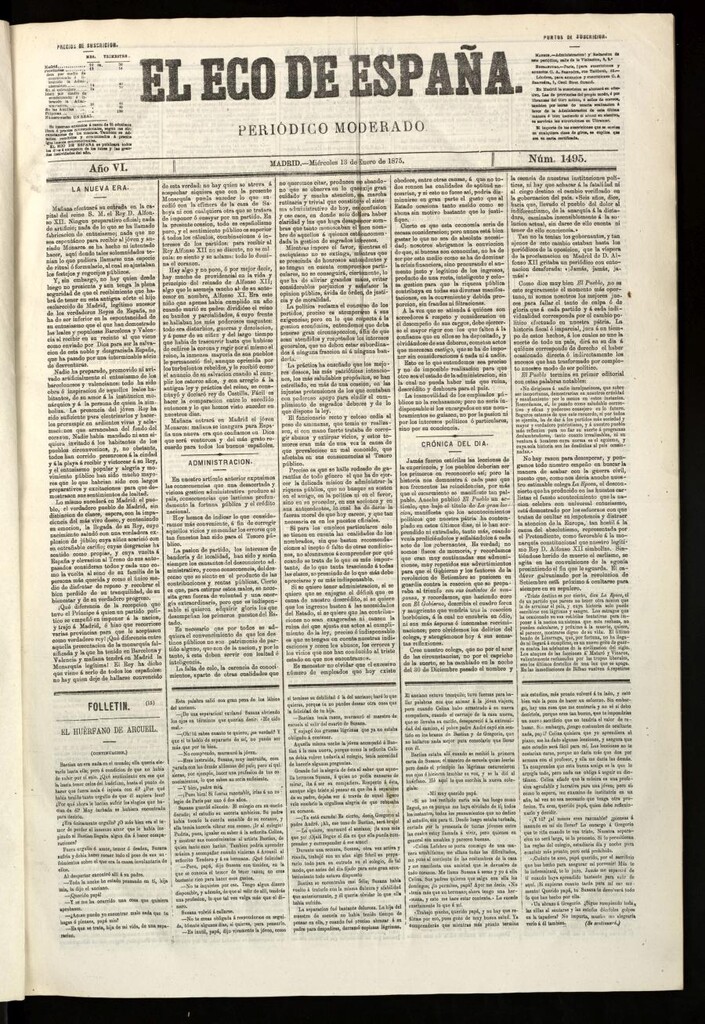 Miniatura de El Eco de España del 13 de enero de 1875