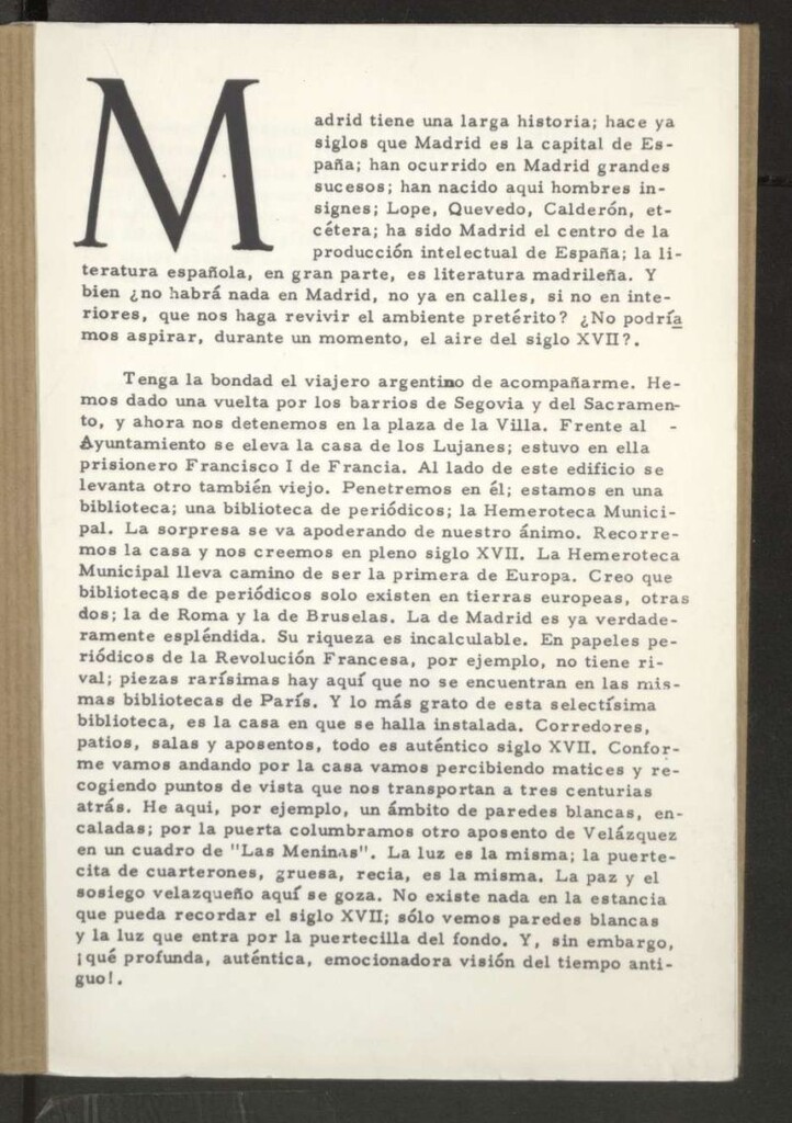Miniatura de Madrid tienen una larga historia[...] estamos en una biblioteca, una biblioteca de periodicos ,la Hemeroteca Municipal[...]`