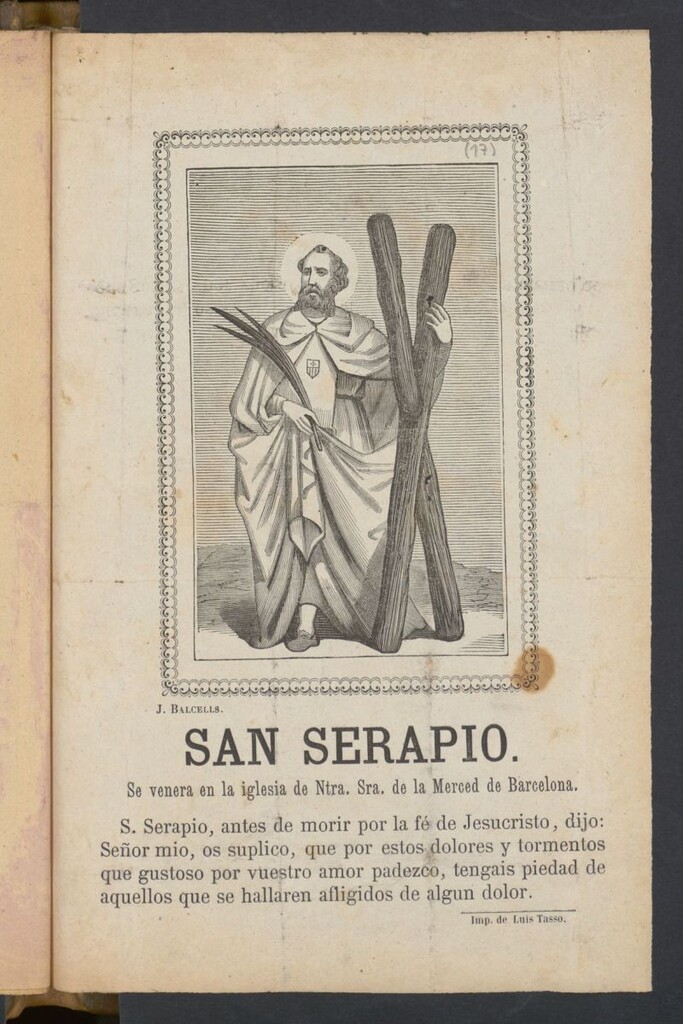 Miniatura de San Serapio. Se venera en la iglesia de Ntra. Sra. de la Merced de Barcelona