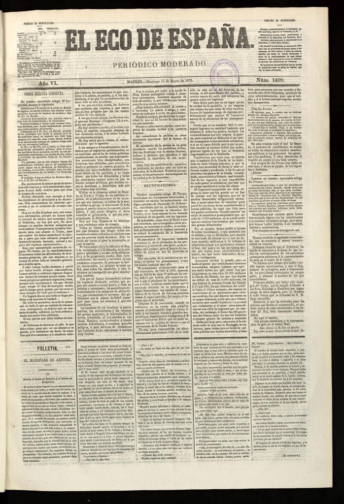 Miniatura de El Eco de España del 17 de enero de 1875