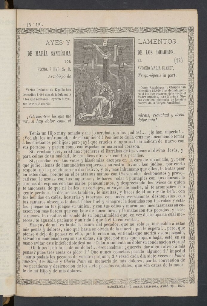 Miniatura de Ayes y lamentos de María Santísima de los Dolores