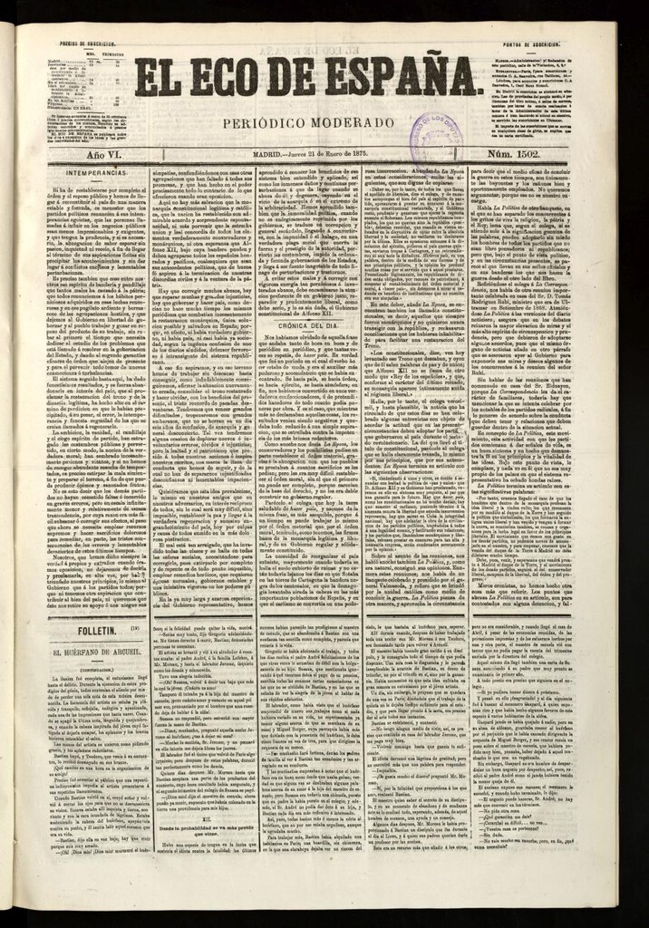 Miniatura de El Eco de España del 21 de enero de 1875