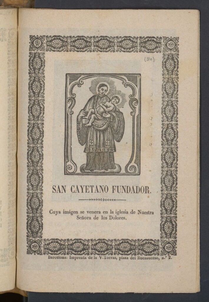 Miniatura de San Cayetano Fundador. Cuya imágen se venera en la iglesia de Nuestra Señora de los Dolores