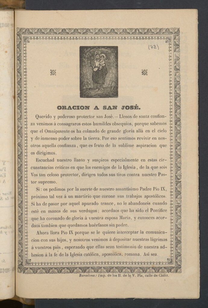 Miniatura de Oración a San José