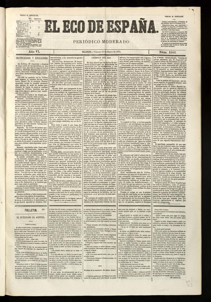 Miniatura de El Eco de España del 22 de enero de 1875