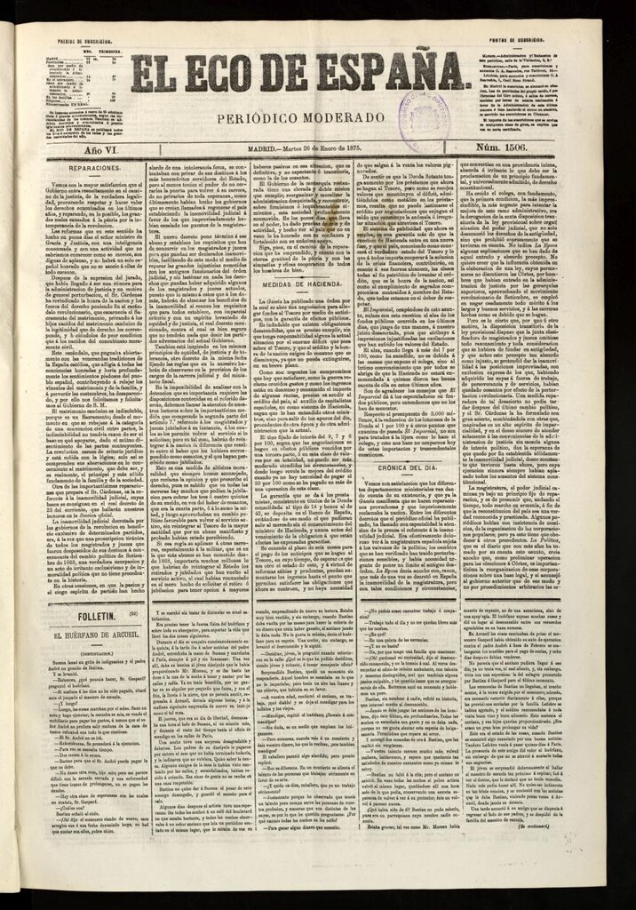 Miniatura de El Eco de España del 26 de enero de 1875