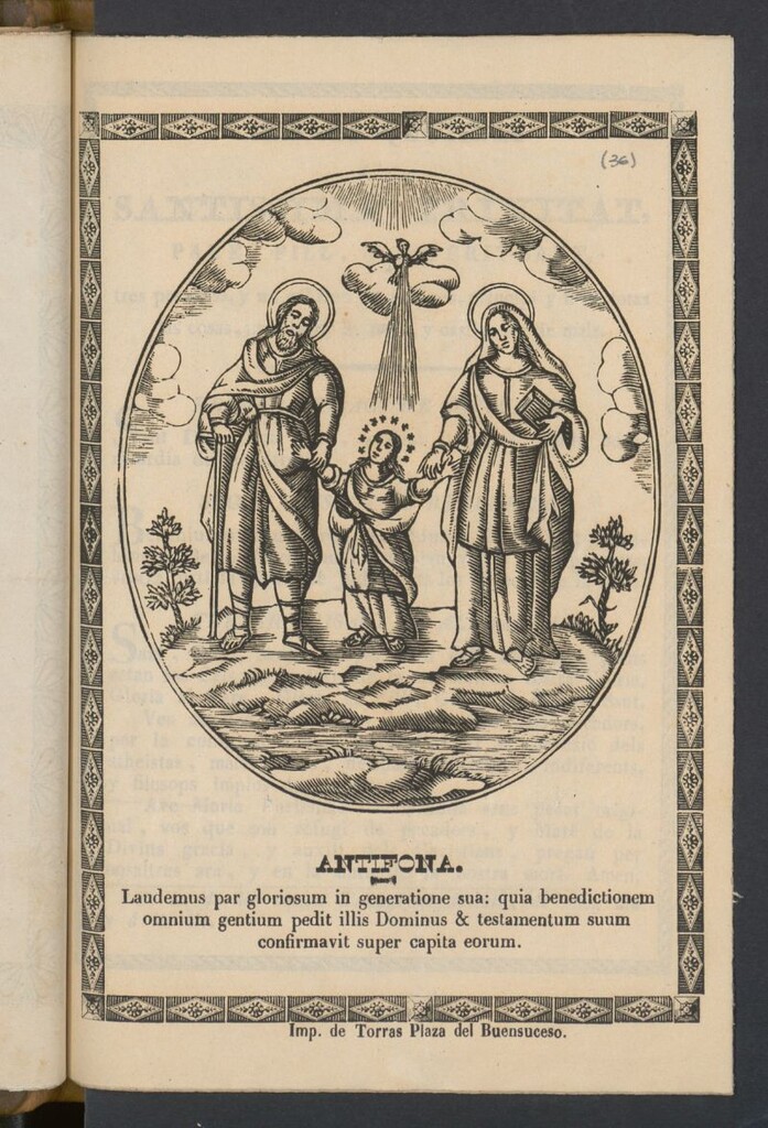 Miniatura de Antifona : laudemus par gloriosum in generationes sua: quia benedictionem ómnium gentium pedit illis Dominus & testamentum suum confirmavit super capita eorum