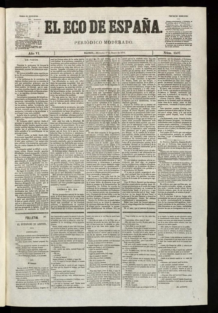 Miniatura de El Eco de España del 27 de enero de 1875