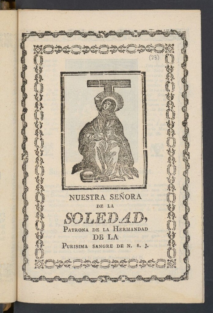Miniatura de Nuestra Señora de la Soledad, patrona de la Hermandad de la Purisima Sangre de N. S. J.