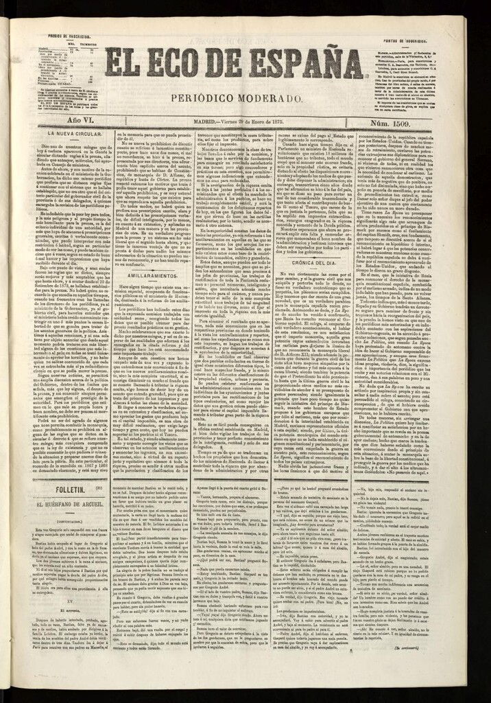 Miniatura de El Eco de España del 29 de enero de 1875