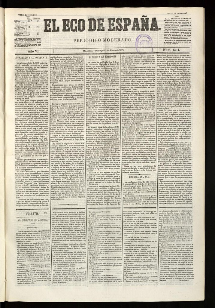 Miniatura de El Eco de España del 31 de enero de 1875
