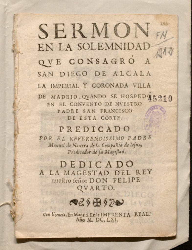 Miniatura de Sermón en la solemnidad que consagró a San Diego de Alcalá la Imperial y coronada villa de Madrid