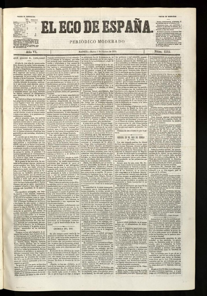 Miniatura de El Eco de España del 2 de febrero de 1875