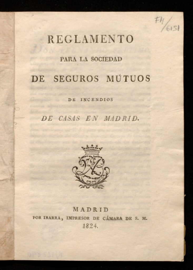 Miniatura de Reglamento para la Sociedad de seguros mutuos de incendios de casas de Madrid