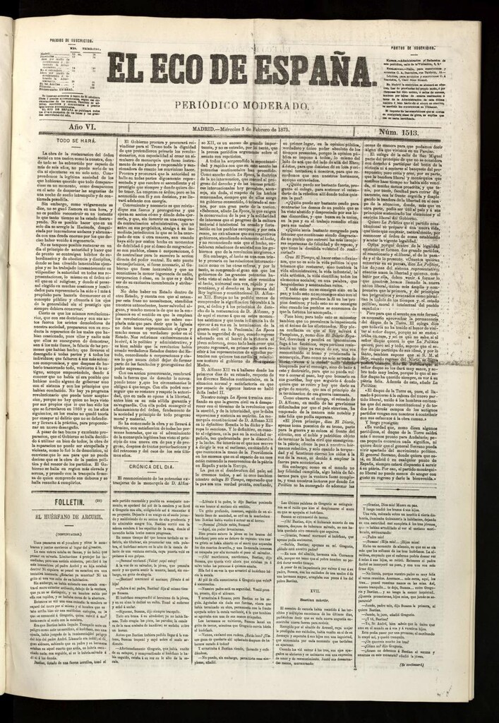 Miniatura de El Eco de España del 3 de febrero de 1875