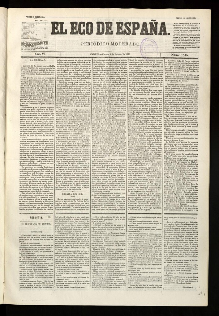 Miniatura de El Eco de España del 5 de febrero de 1875