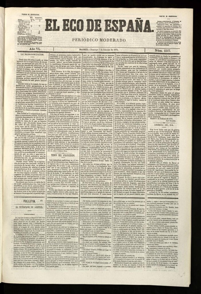 Miniatura de El Eco de España del 7 de febrero de 1875