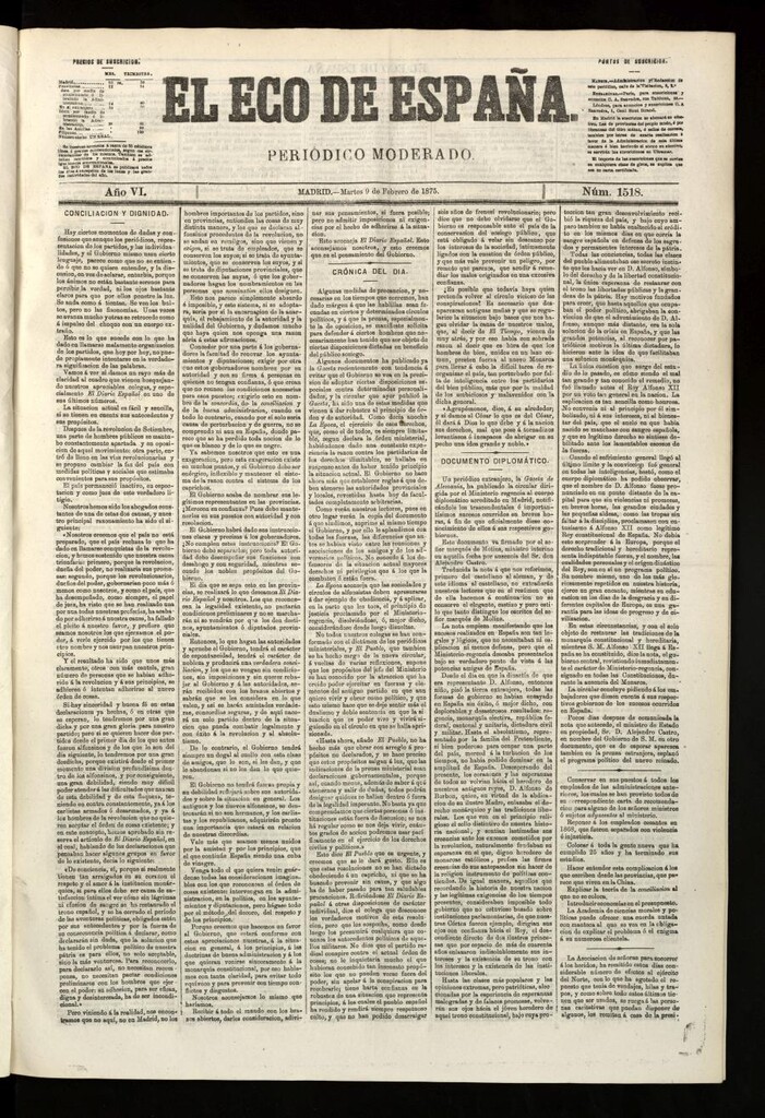 Miniatura de El Eco de España del 9 de febrero de 1875